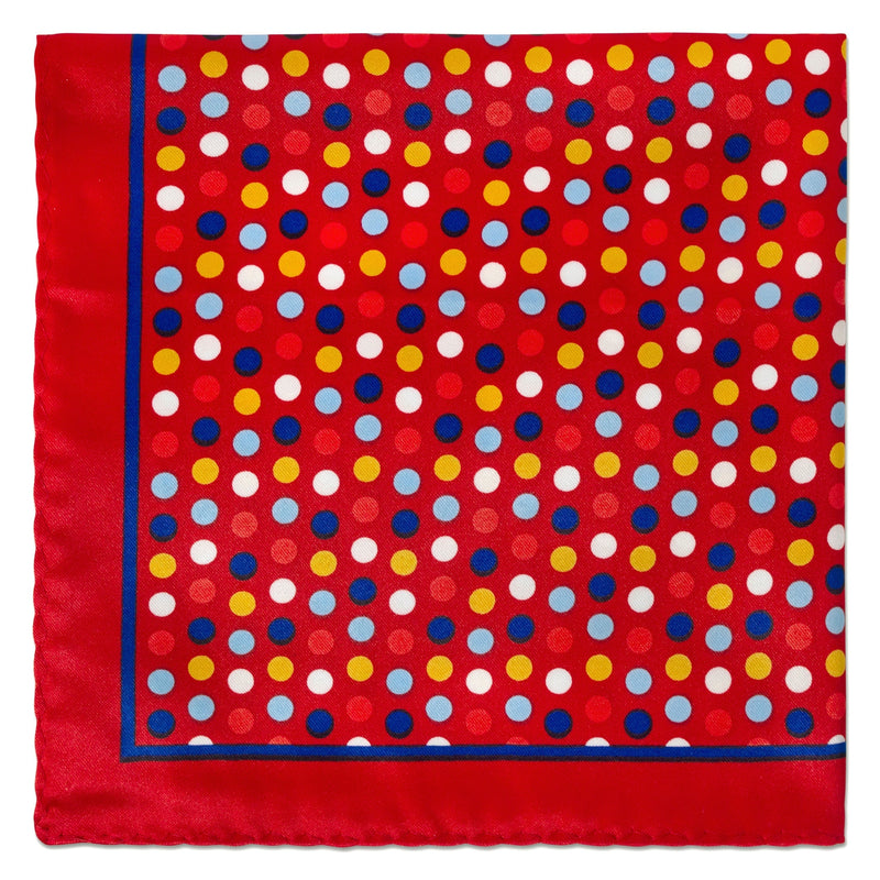 Colourful Bubble Dots Pocket Square in Red-Pocket Squares-MarZthomson-Cufflinks.com.sg