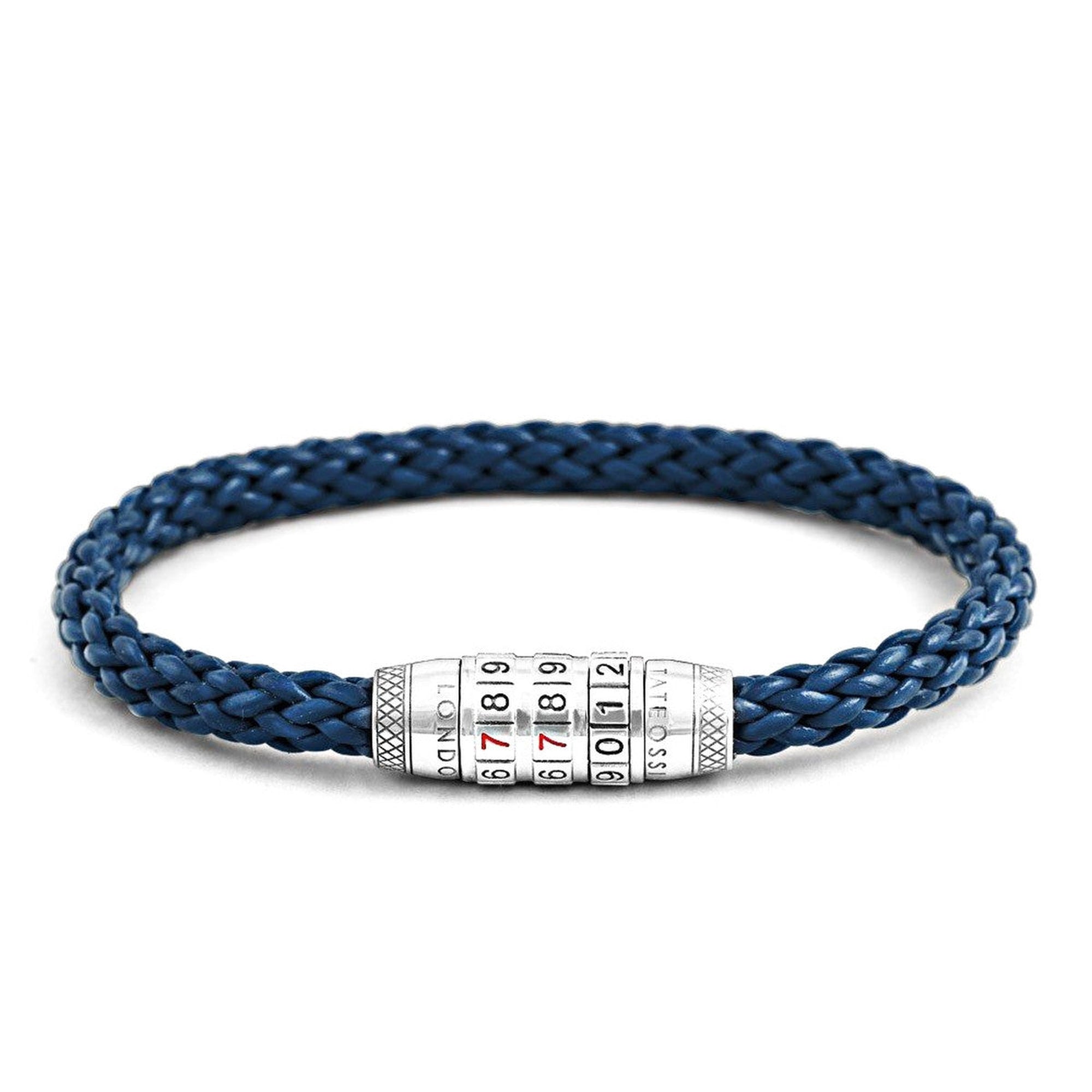 Combination Lock 777 Silver Bracelet In Blue-Bracelets-Tateossian-Cufflinks.com.sg
