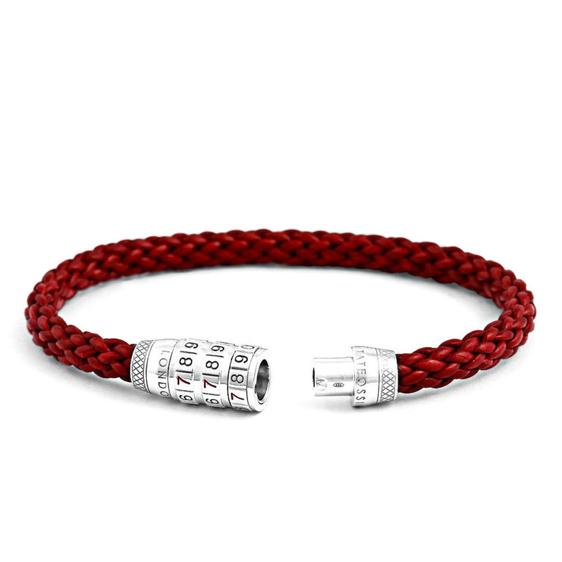 Combination Lock 777 Silver Bracelet In Red-Bracelets-Tateossian-Cufflinks.com.sg