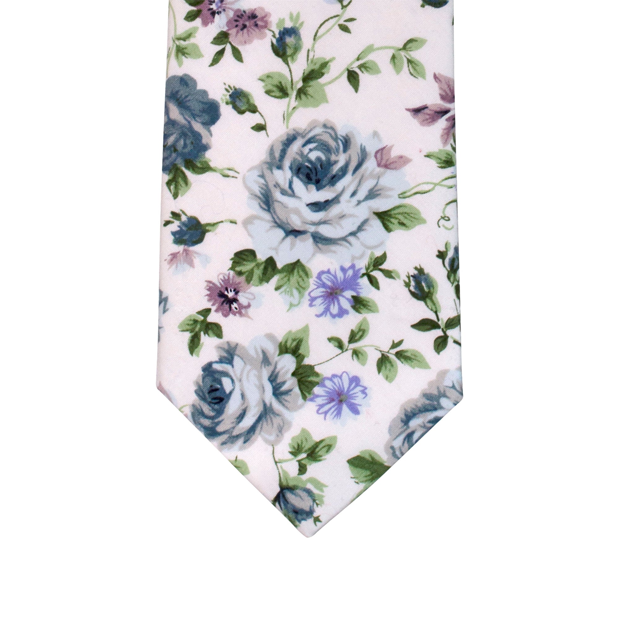 Cotton Floral Tie in Cream-Neckties-MarZthomson-Cufflinks.com.sg