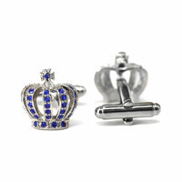 Crown Crystal Blue and White Crystal Cufflinks-Crystal Cufflinks-MarZthomson-Cufflinks.com.sg