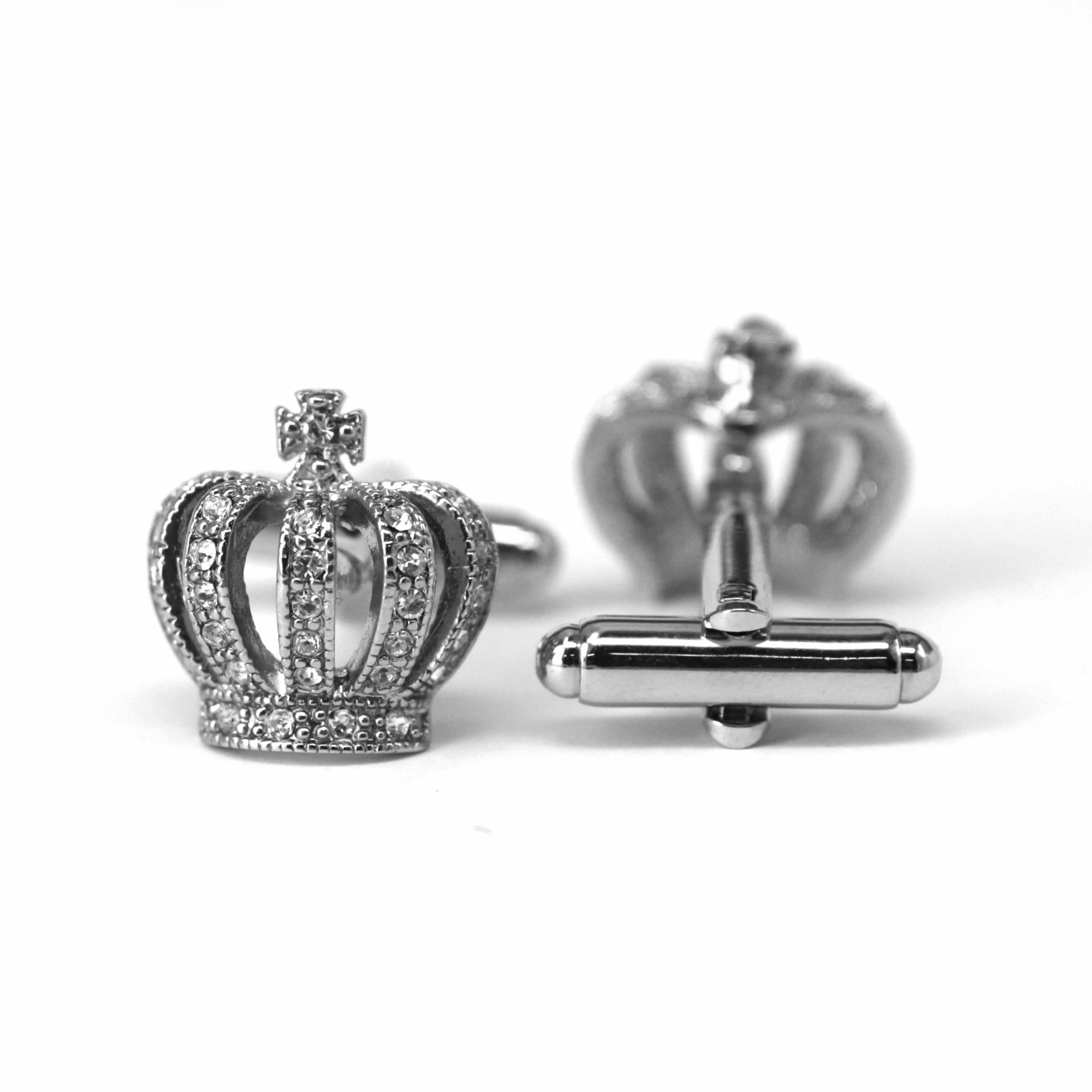 Crown Crystal Blue and White Crystal Cufflinks-Crystal Cufflinks-MarZthomson-Cufflinks.com.sg