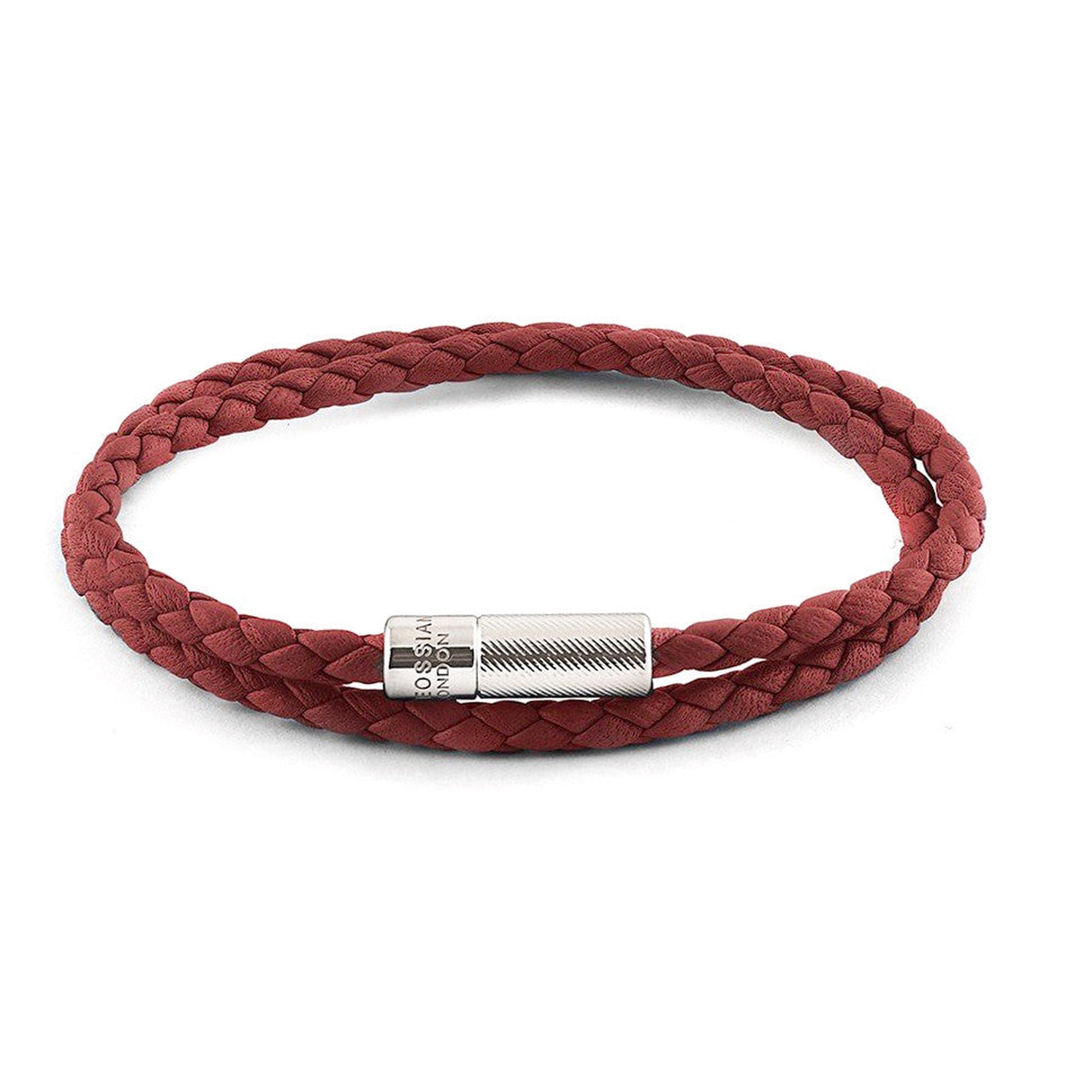 Double Wrap Pop Rigato Leather Bracelet with Silver Clasp