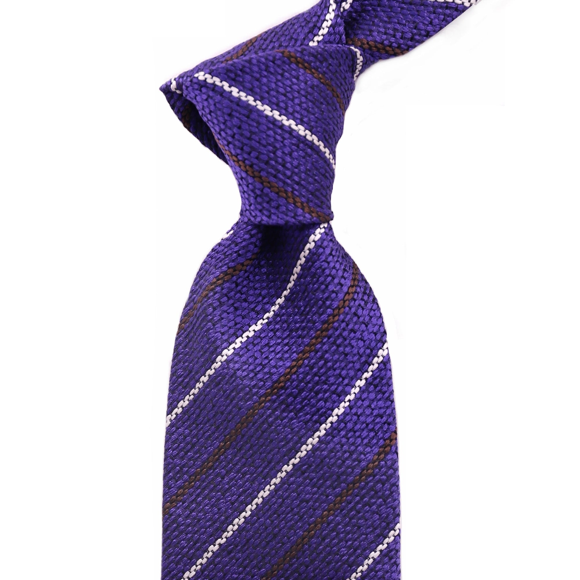 ERMENEGILDO ZEGNA Silk Tie Purple with white and Maroon Stripe 21-Cufflinks.com.sg | Neckties.com.sg