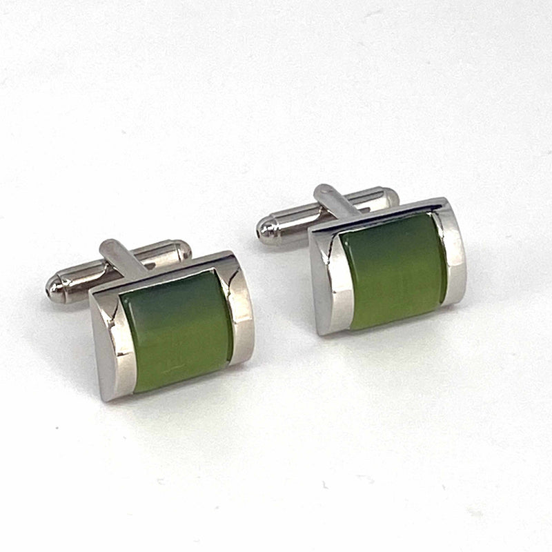 Fiber Glass Rectangle cufflinks in Apple Green-MarZthomson-Cufflinks.com.sg