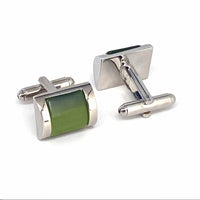 Fiber Glass Rectangle cufflinks in Apple Green-MarZthomson-Cufflinks.com.sg