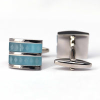 Fiber Glass Rectangle cufflinks with Silver Inserts-Cufflinks.com.sg