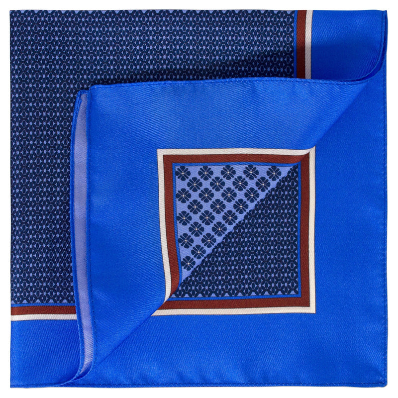 Floral Printed Pocket Square with Two Alternate Face in Blue-Pocket Squares-Ermenegildo Zegna-Cufflinks.com.sg