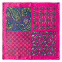 Four Side Pocket Square in Pink and Blue-Pocket Squares-MarZthomson-Cufflinks.com.sg