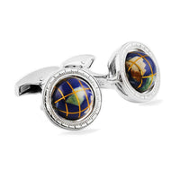 Globe Cufflinks in Silver with Semi Precious Stone-Cufflinks.com.sg