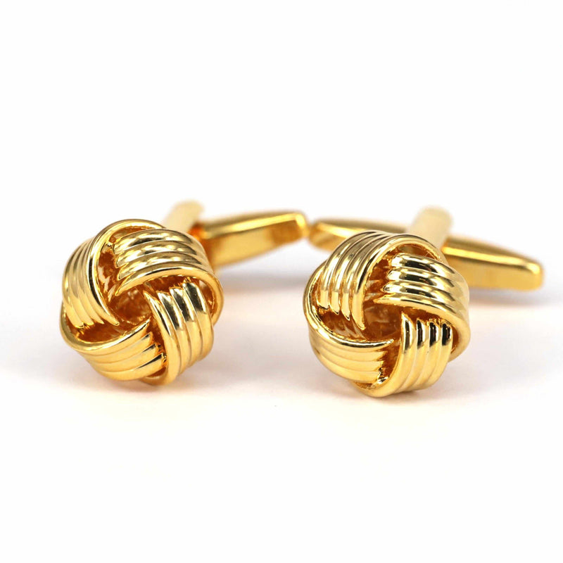 Gold Ribbed Knot Cufflinks-Cufflinks.com.sg