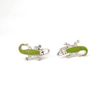 Green Alligator, Crocodile Cufflinks-Cufflinks.com.sg