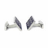 Gunmetal Rectangle Cufflinks with Flower Design-Crystal Cufflinks-MarZthomson-Cufflinks.com.sg