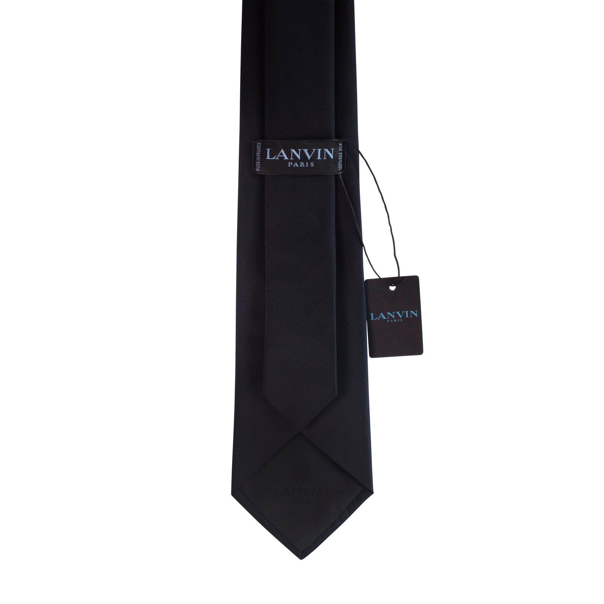 Lanvin Daisy Flower Embroidered Silk Satin Necktie in Navy Blue-Cufflinks.com.sg | Neckties.com.sg