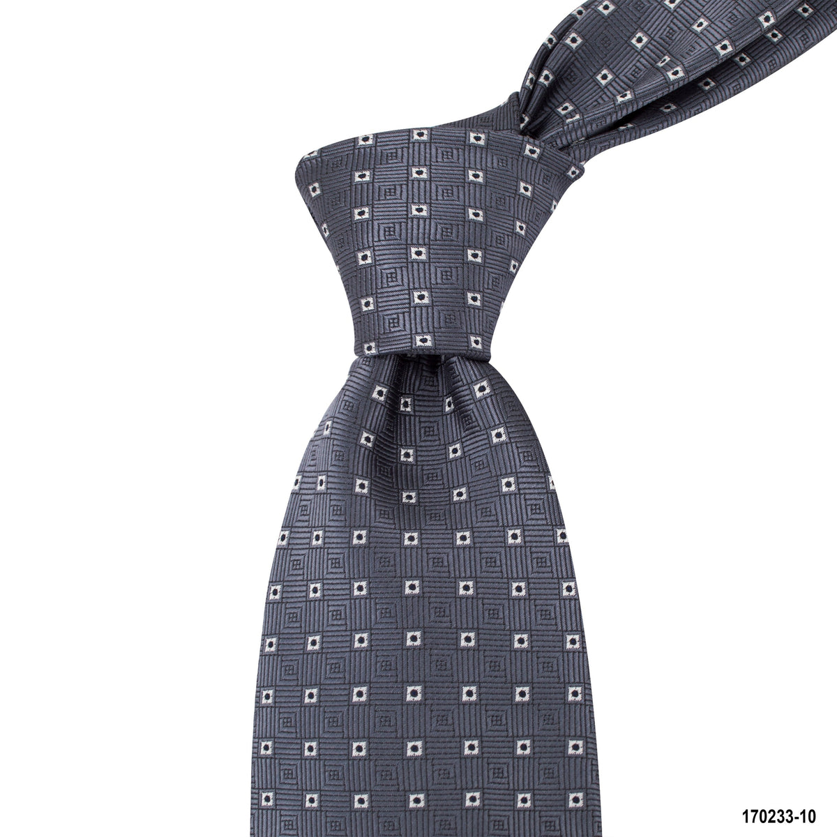 MarZthomson 8cm Grey with Square Motif Detail Woven Tie J-Cufflinks.com.sg | Neckties.com.sg
