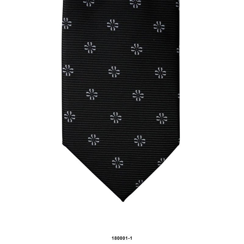 MarZthomson 8cm Silver Petal Motif Detail Woven Tie M-Cufflinks.com.sg | Neckties.com.sg
