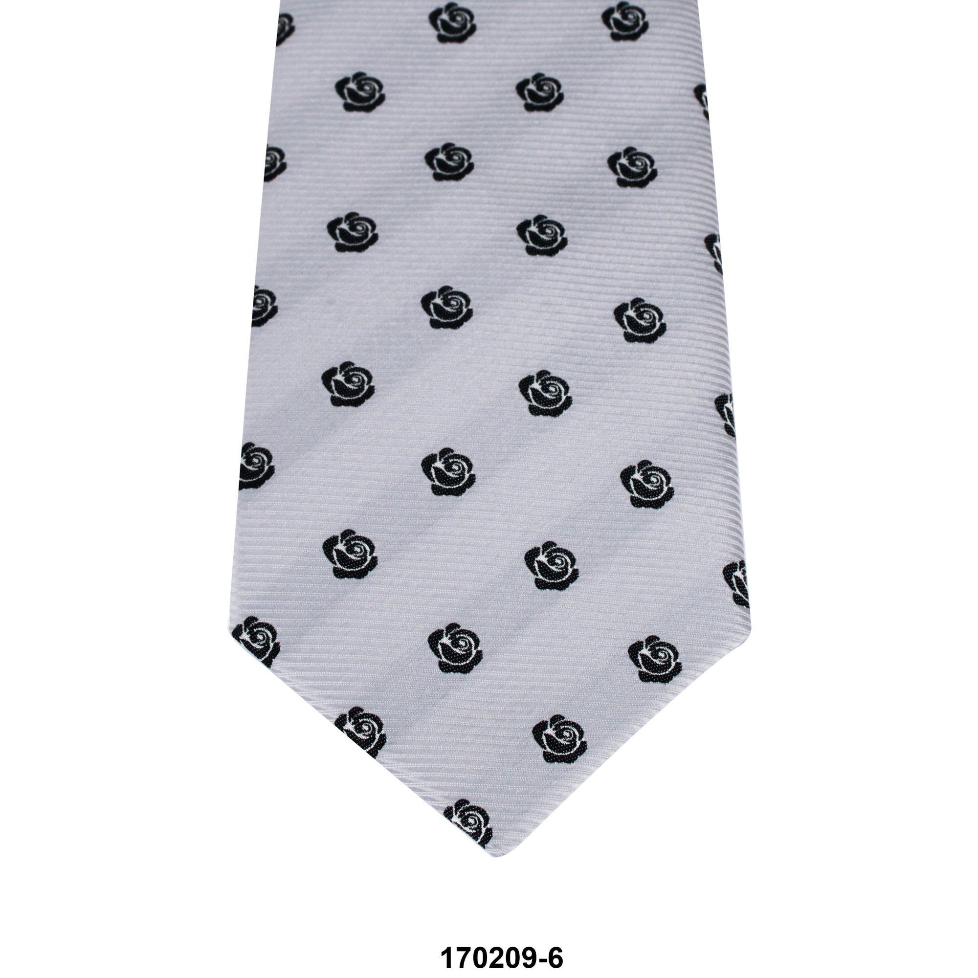 MarZthomson 8cm Silver Rose Motif Detail Woven Tie J-Cufflinks.com.sg | Neckties.com.sg