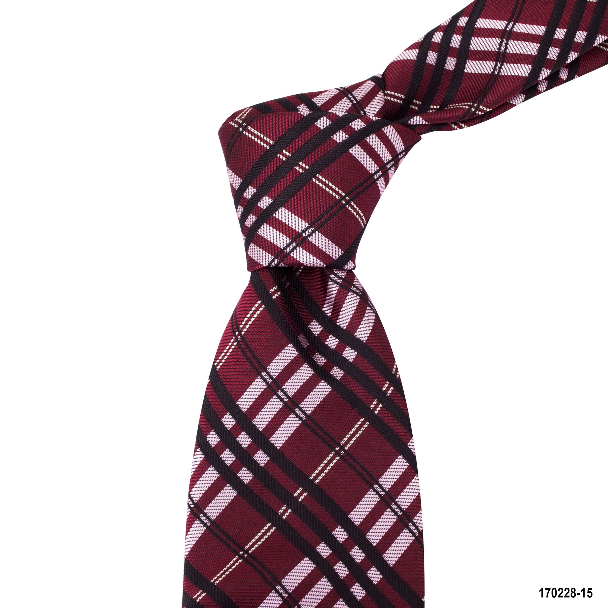 MarZthomson 8cm Tartan Checks Tie in Burgundy with Pink details-Cufflinks.com.sg | Neckties.com.sg