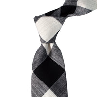 MarZthomson 8cm Wide Plaid Cotton Tie in Black and White-Cufflinks.com.sg | Neckties.com.sg