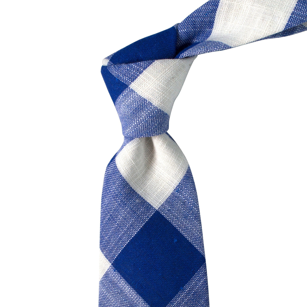 MarZthomson 8cm Wide Plaid Cotton Tie in Blue and White-Cufflinks.com.sg | Neckties.com.sg