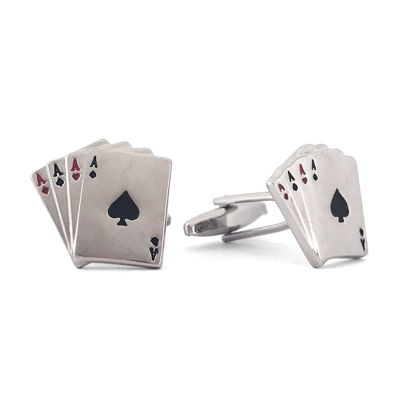 MarZthomson Ace Poker Cards Cufflinks in Silver-Cufflinks.com.sg