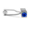 MarZthomson Blue Crystal with Silver Square Design Cufflink-Cufflinks.com.sg