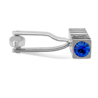 MarZthomson Blue Crystal with Silver Square Design Cufflink-Cufflinks.com.sg