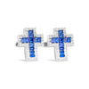 MarZthomson Cross Shape Clear and Blue Crystals Cufflinks M16-Cufflinks.com.sg