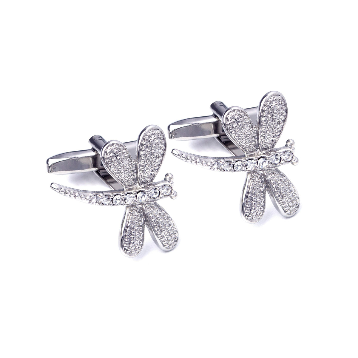 MarZthomson Dragonfly Cufflinks with Clear Crystals M-Cufflinks.com.sg