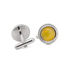 MarZthomson Faceted Round Bezel with Fibre Optic Glass Cufflink in Yellow-Cufflinks.com.sg