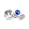 MarZthomson Round Blue Crystal Centrepiece Cufflinks with Chain Wraparound M-Cufflinks.com.sg
