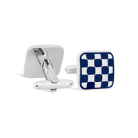 MarZthomsonDark Blue and Silver Checkered Cufflinks-Cufflinks.com.sg