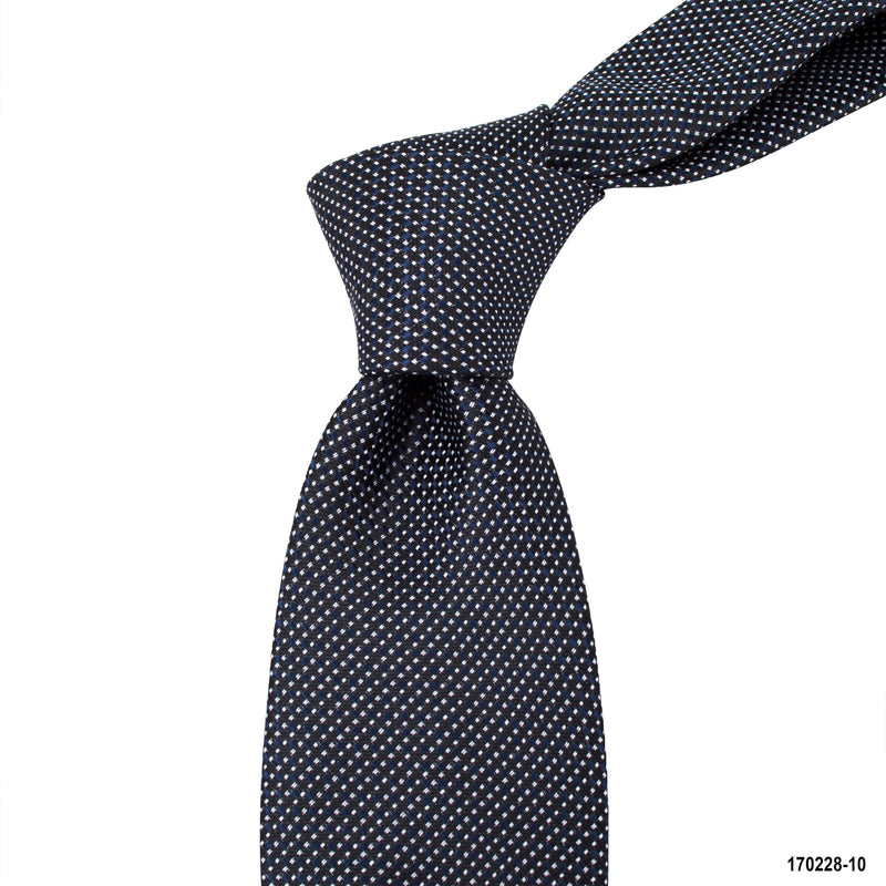 8cm White and Blue Micro-detail Woven Tie in Black M-Cufflinks.com.sg | Neckties.com.sg