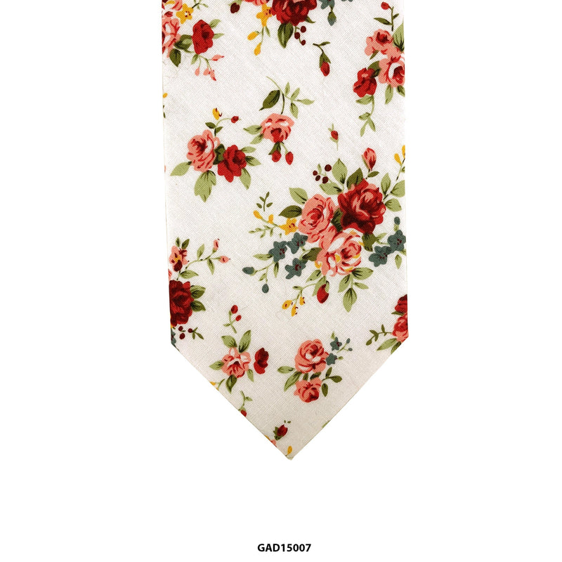 Marz 8cm Cotton Floral Tie in Off White A-Cufflinks.com.sg | Neckties.com.sg