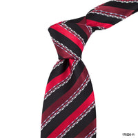 8cm University Striped Tie with Wave Detail Tie in Red and Maroon J-Cufflinks.com.sg | Neckties.com.sg