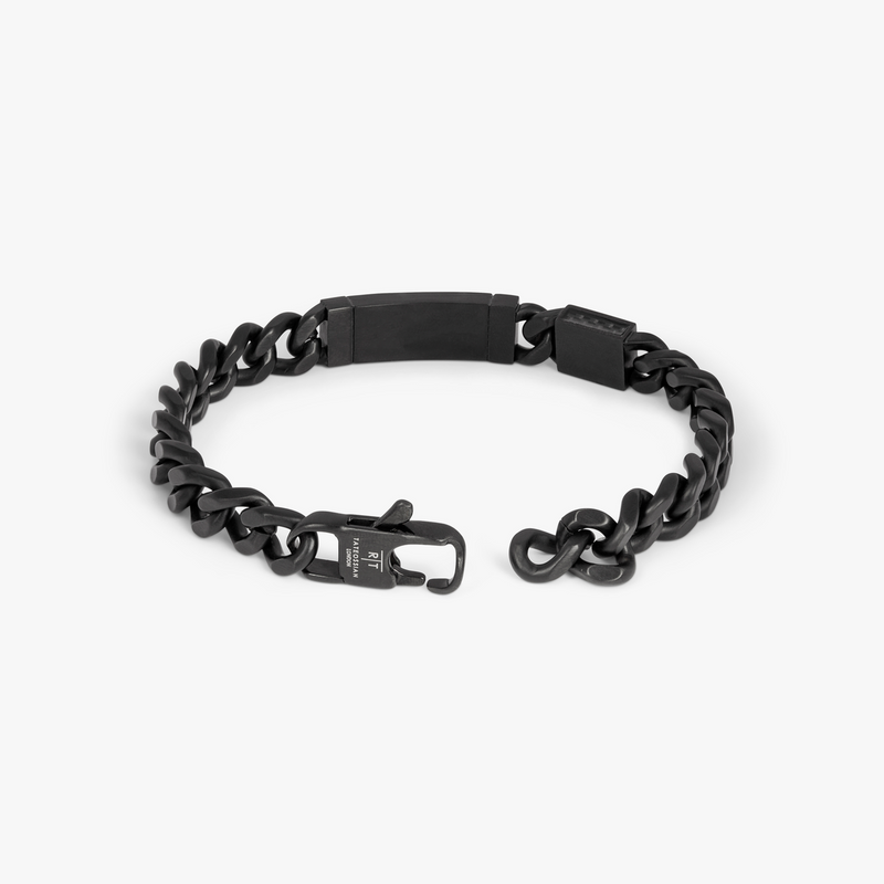 Meccanico Bracelet with Black Carbon Fibre in Black Plated Stainless Steel-Bracelets-Tateossian-Cufflinks.com.sg