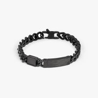 Meccanico Bracelet with Black Carbon Fibre in Black Plated Stainless Steel-Bracelets-Tateossian-Medium-Cufflinks.com.sg