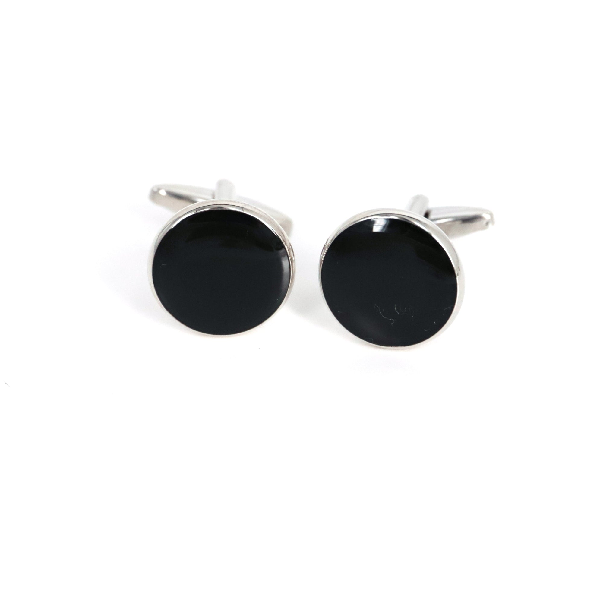 Men's Tuxedo Cufflinks and Studs - Black Onyx with Silver