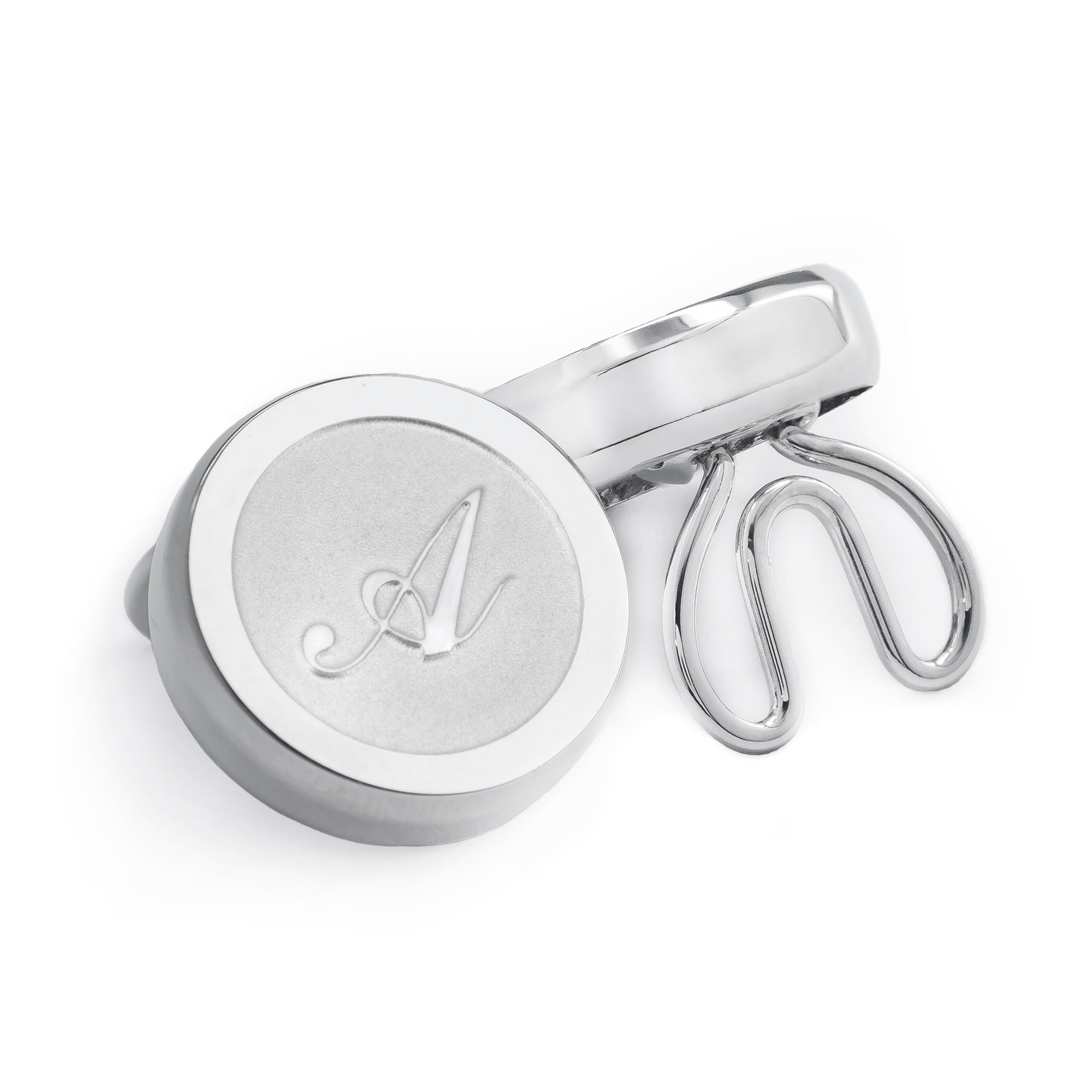 Monogram Etched Silver Clip-on Button Covers-Button Covers-A.Azthom-Cufflinks.com.sg