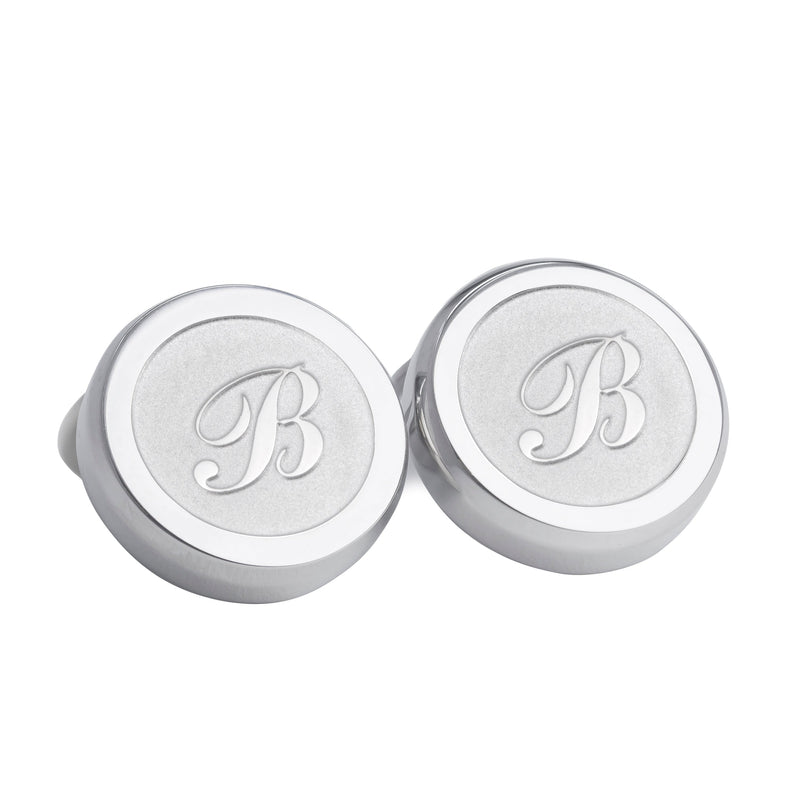 Monogram Etched Silver Clip-on Button Covers-Button Covers-A.Azthom-B-Cufflinks.com.sg