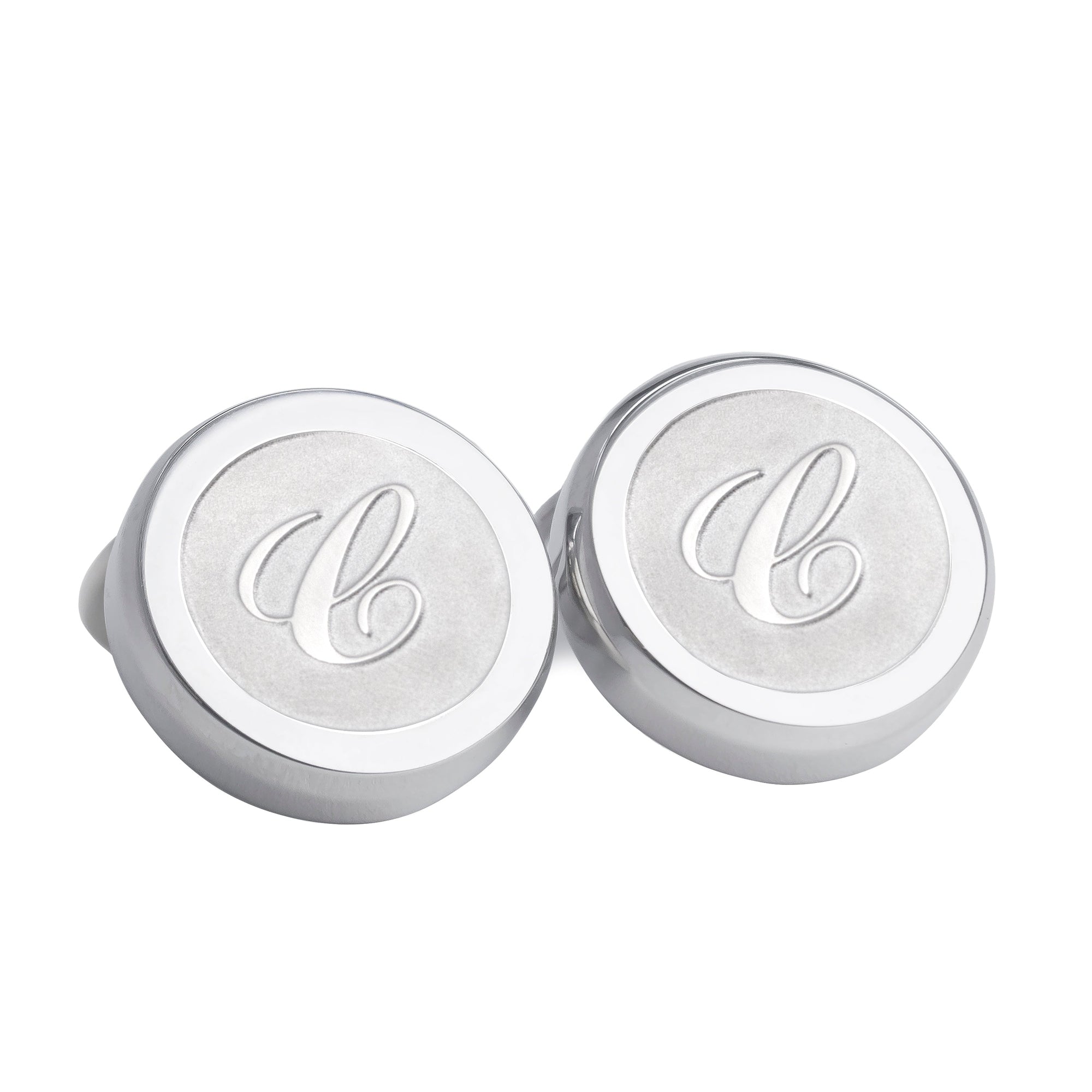 Monogram Etched Silver Clip-on Button Covers-Button Covers-A.Azthom-C-Cufflinks.com.sg
