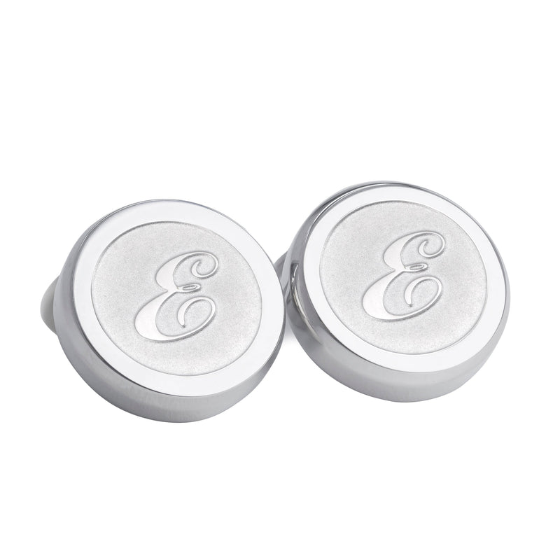 Monogram Etched Silver Clip-on Button Covers-Button Covers-A.Azthom-E-Cufflinks.com.sg