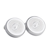 Monogram Etched Silver Clip-on Button Covers-Button Covers-A.Azthom-F-Cufflinks.com.sg
