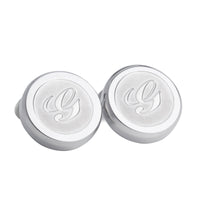 Monogram Etched Silver Clip-on Button Covers-Button Covers-A.Azthom-G-Cufflinks.com.sg