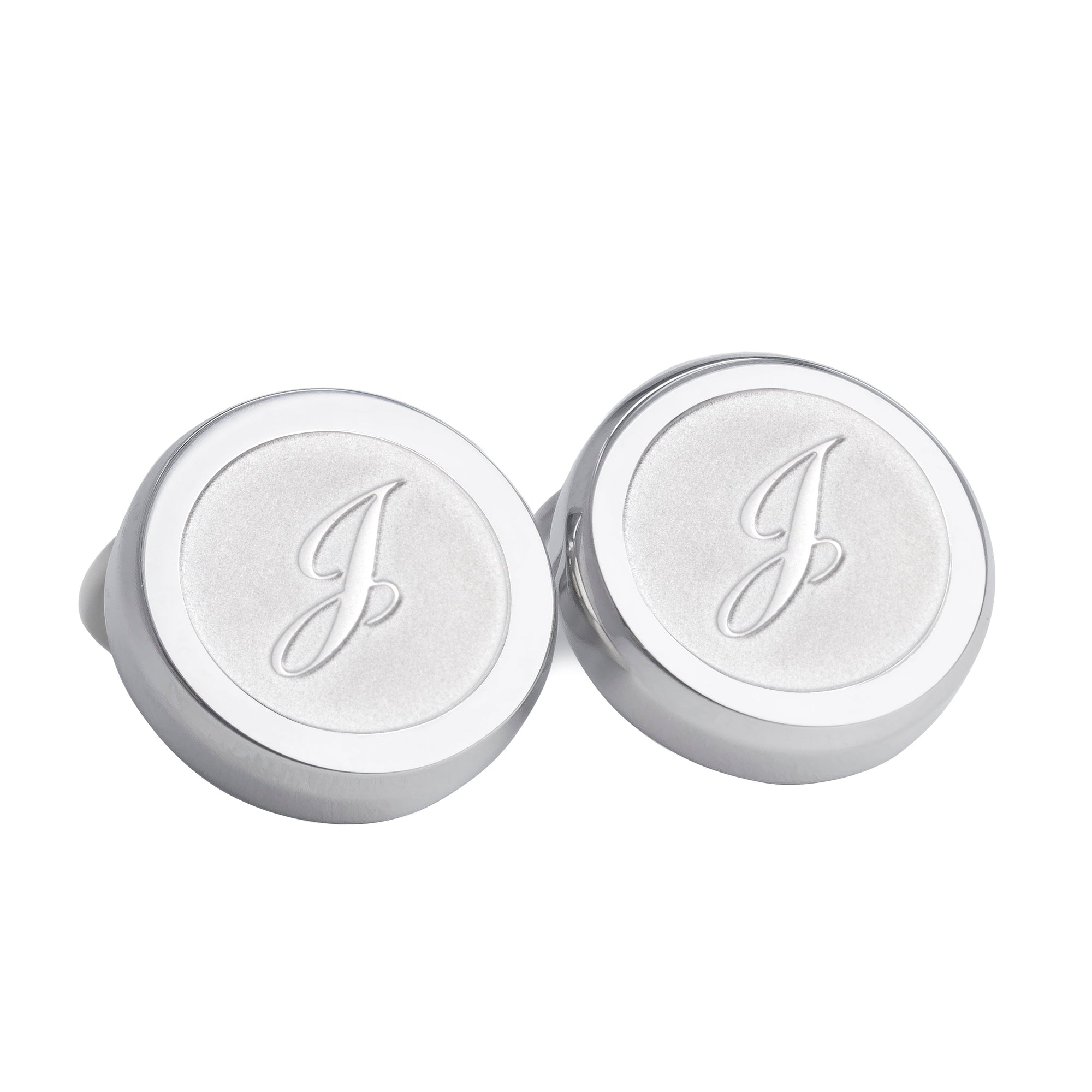 Monogram Etched Silver Clip-on Button Covers-Button Covers-A.Azthom-J-Cufflinks.com.sg