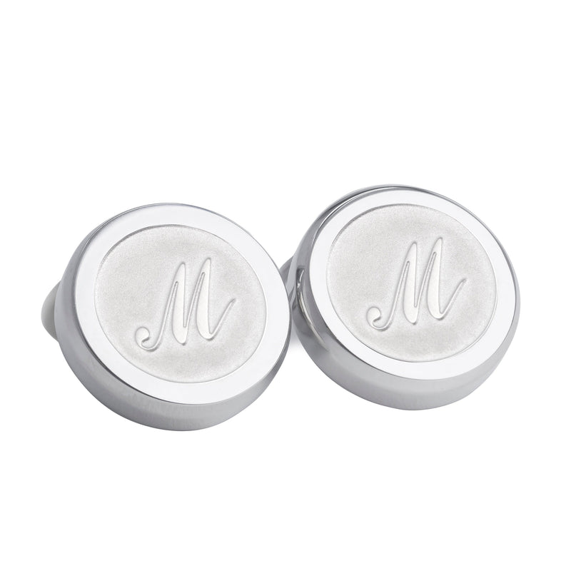 Monogram Etched Silver Clip-on Button Covers-Button Covers-A.Azthom-M-Cufflinks.com.sg