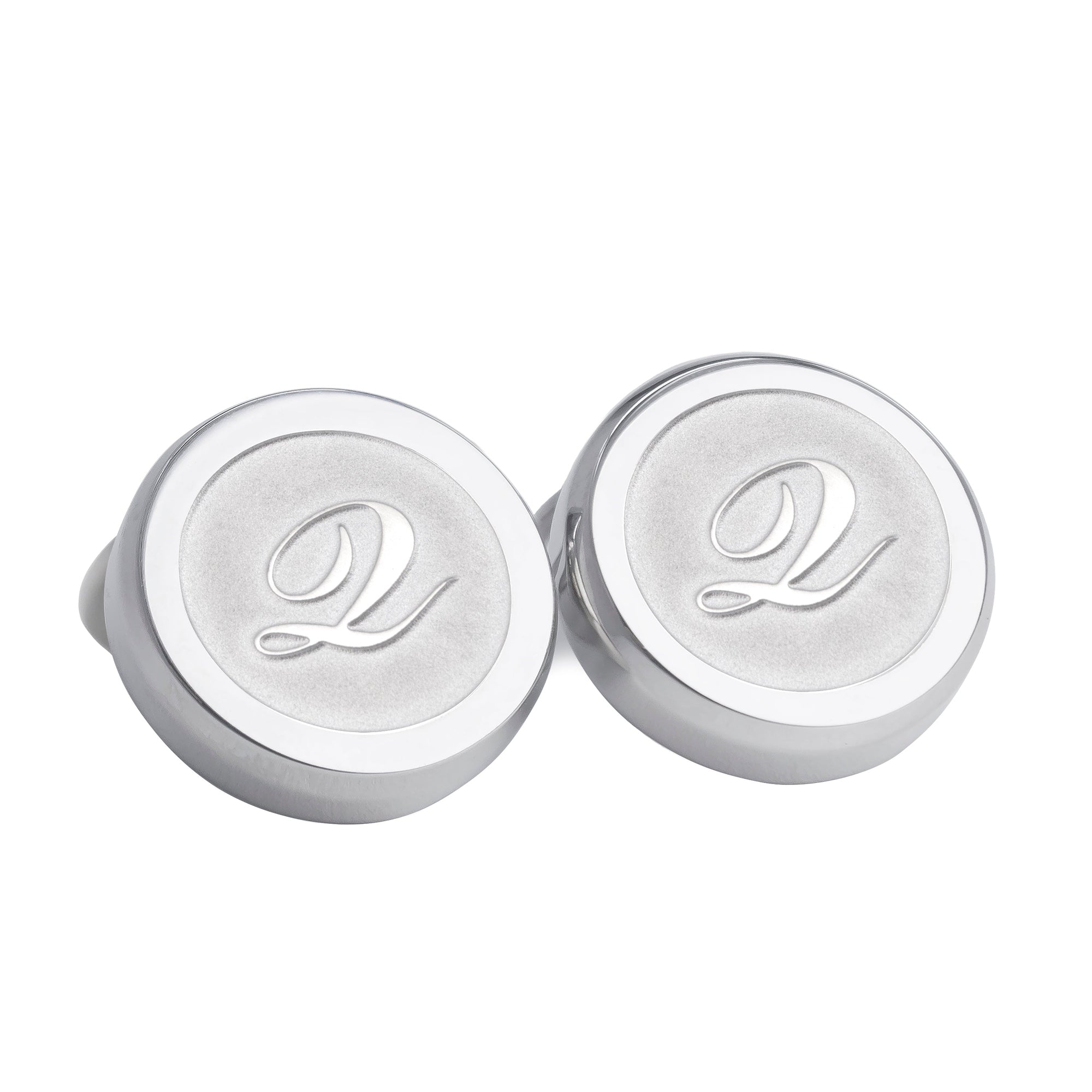 Monogram Etched Silver Clip-on Button Covers-Button Covers-A.Azthom-Q-Cufflinks.com.sg