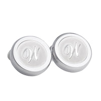 Monogram Etched Silver Clip-on Button Covers-Button Covers-A.Azthom-W-Cufflinks.com.sg
