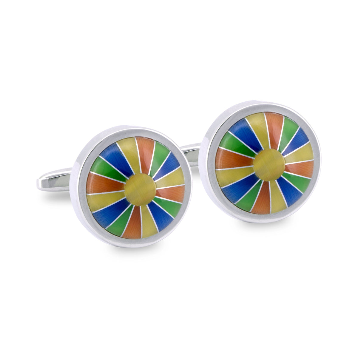 Multicoloured Round Cufflinks-Cufflinks.com.sg