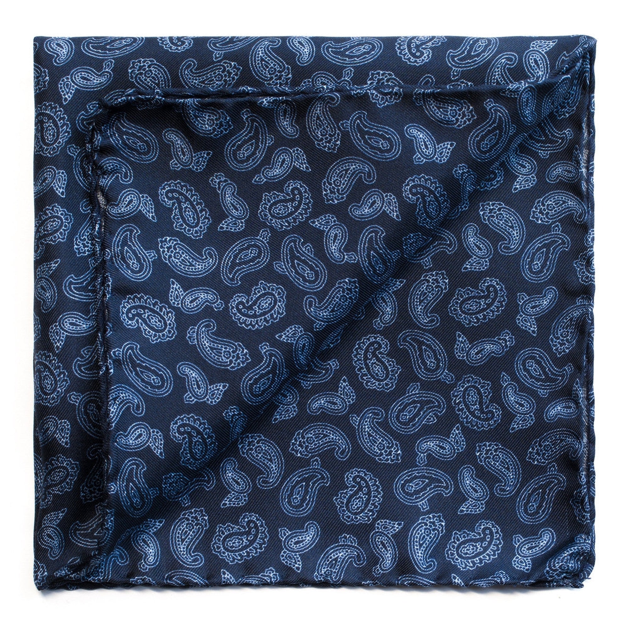 Navy Blue Paisley Pocket Square-Pocket Squares-Andrew's Ties-Cufflinks.com.sg